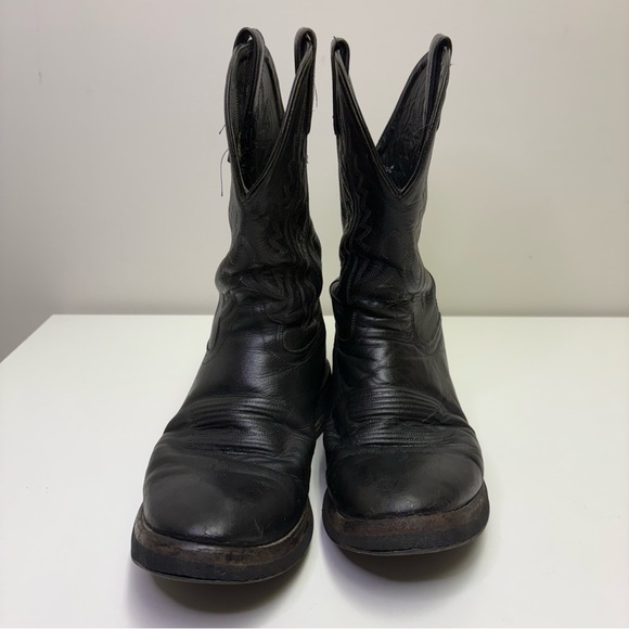 Old West Men’s 8 Cowboy Boots Black Leather Western Wear Rodeo Farm Dancing Shoe - Picture 3 of 9